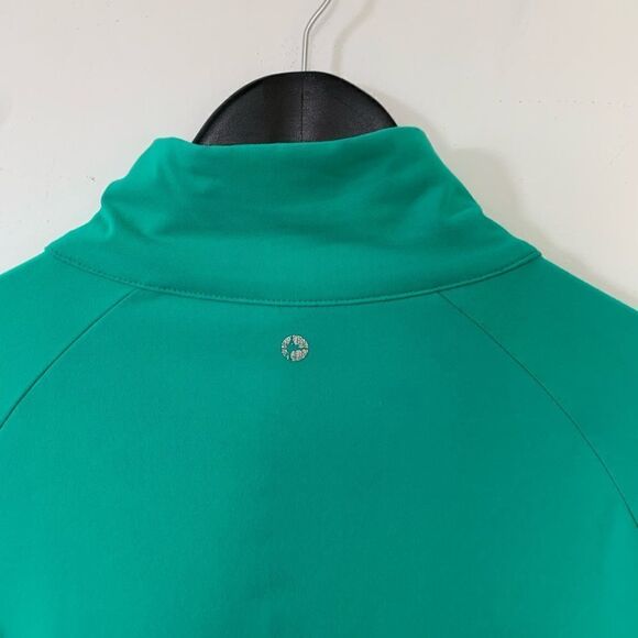 90 Degrees By Reflex Green Ruffled Zip Sweater - Picture 7 of 9